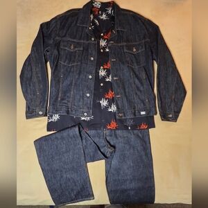 Guess Men's Selvedge Style Denim Jacket & Pants Set: XXXL / 36x34